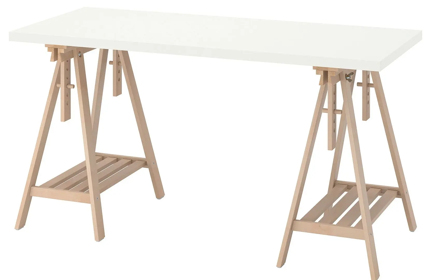 Masa de birou Ikea Lagkapten/Mittback 140x60 (Alb/Mesteacan)