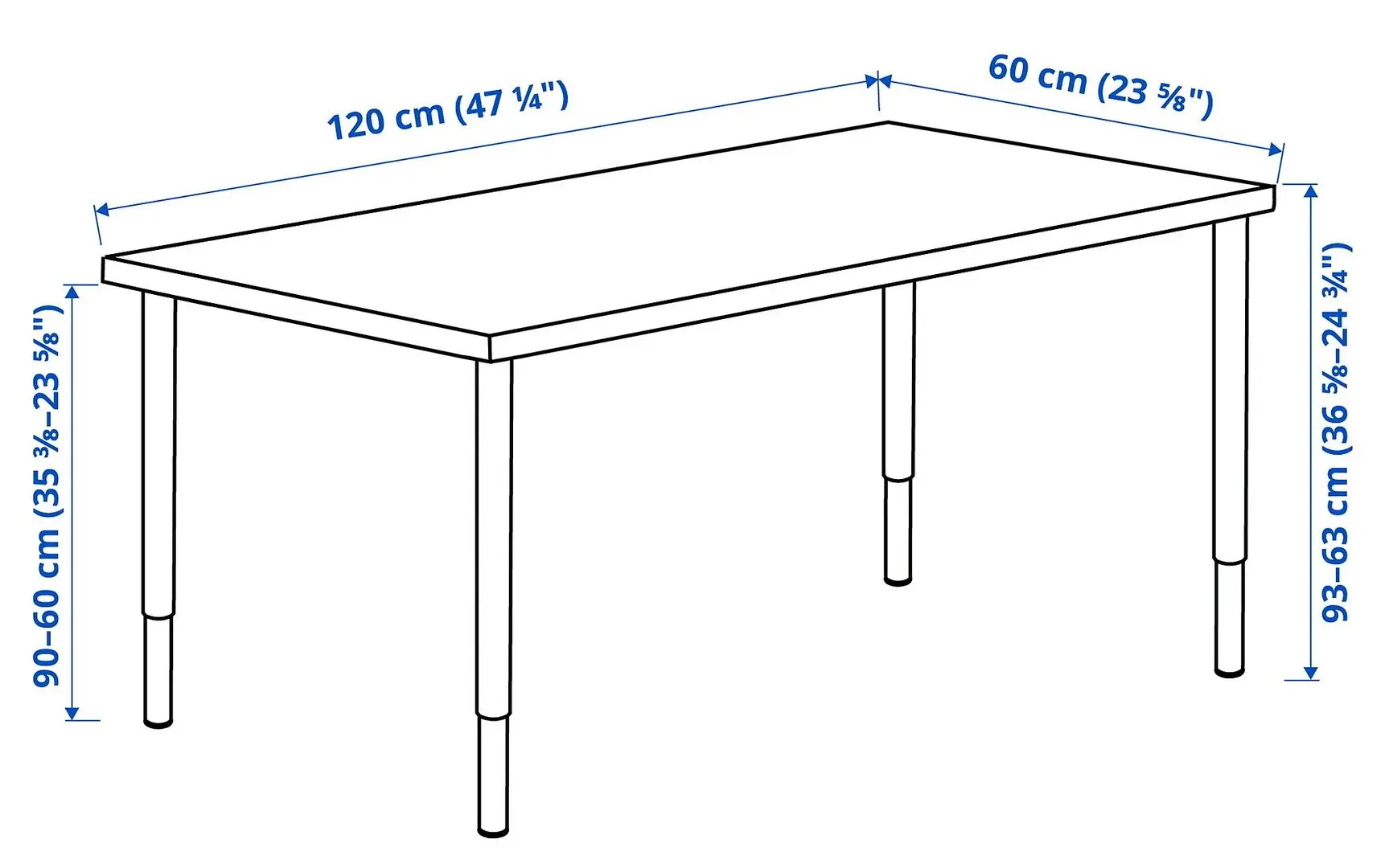 Masa de birou Ikea Lagkapten/Olov 120x60 (Gri-Turcoaz/Negru)