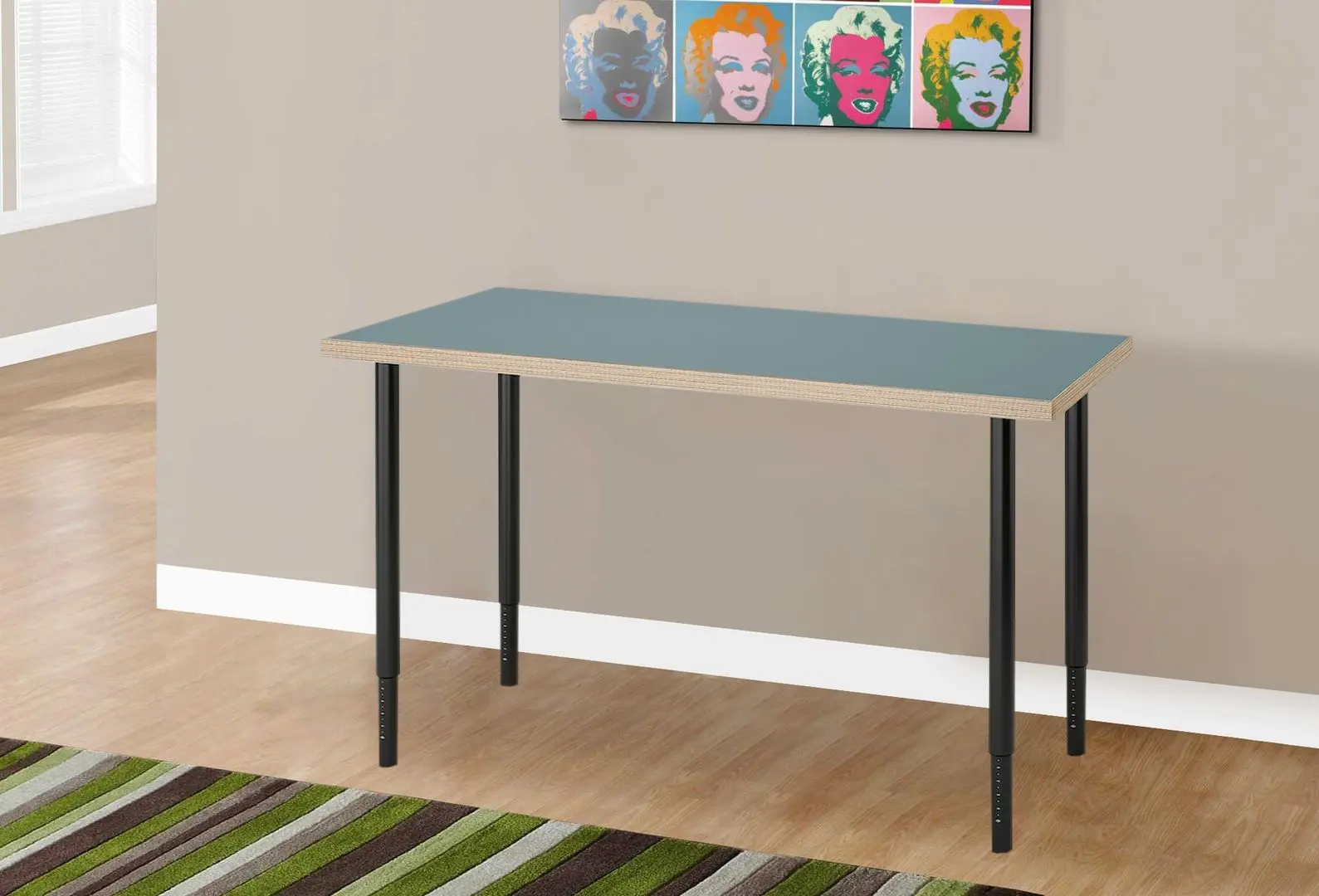 Masa de birou Ikea Lagkapten/Olov 120x60 (Gri-Turcoaz/Negru)