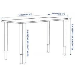 Masa de birou Ikea Lagkapten/Olov 140x60 (Alb) Thumb