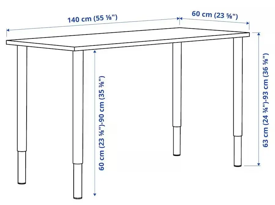 Masa de birou Ikea Lagkapten/Olov 140x60 (Alb)