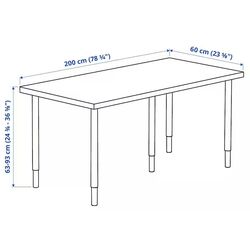 Письменный стол Ikea Lagkapten/Olov 200x60 (Под Беленый Дуб/Белый) Thumb