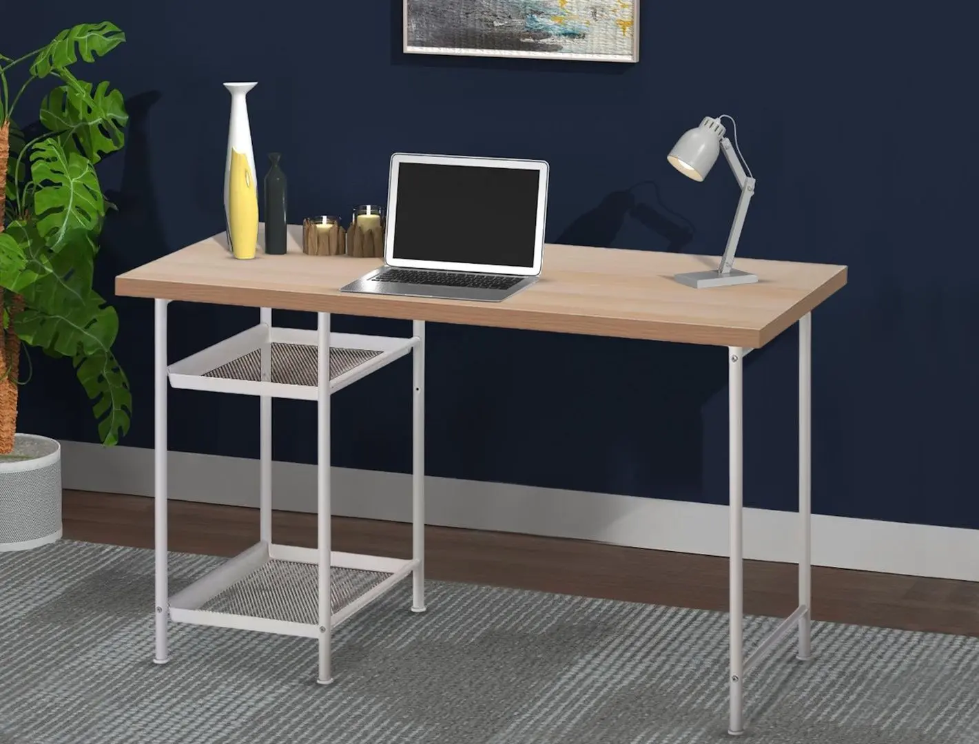 Masa de birou Ikea Lagkapten/Spand 2 rafturi 120x60 (Aspect Stejar Antichizat/Alb)