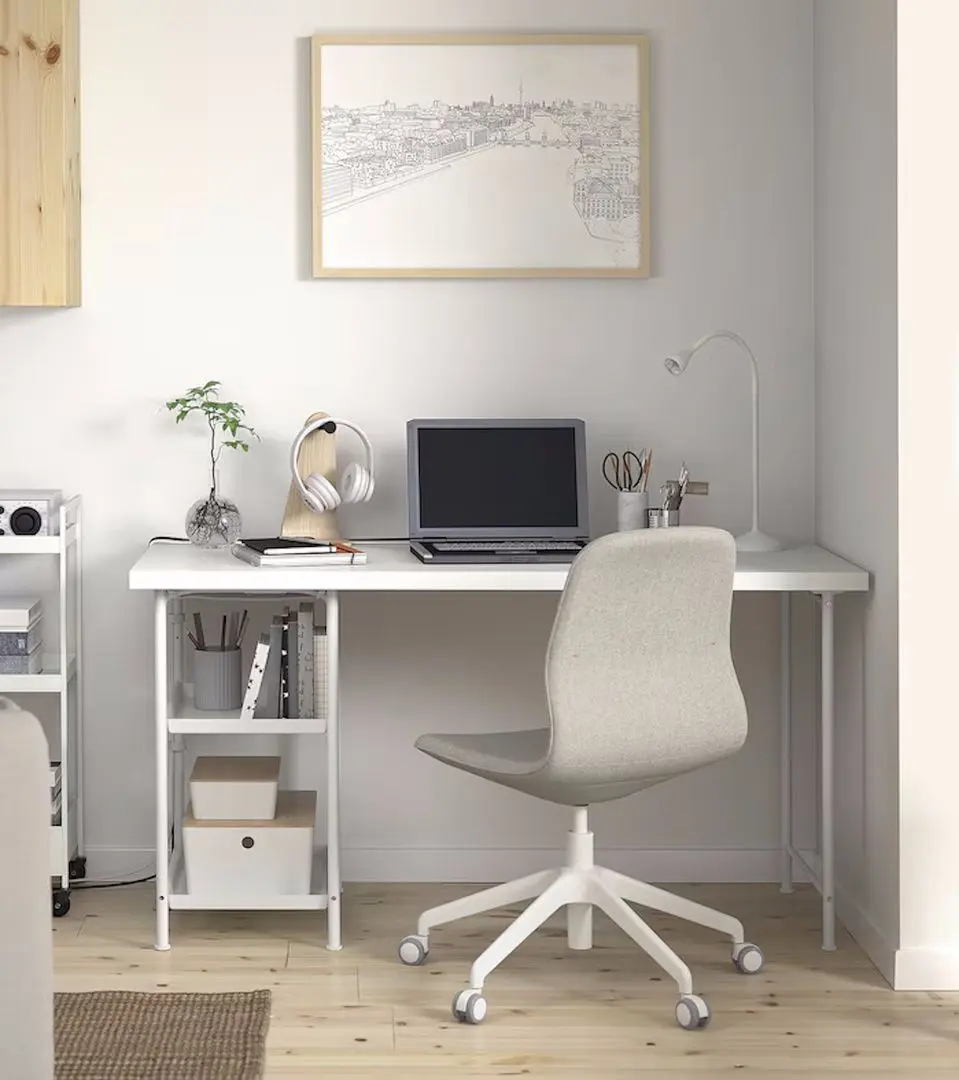 Masa de birou Ikea Lagkapten/Spand 2 rafturi 140x60 (Alb)