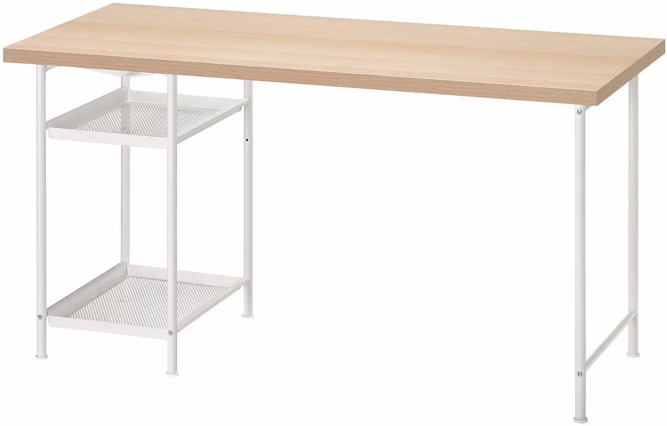 Masa de birou Ikea Lagkapten/Spand 2 rafturi 140x60 (Aspect Stejar Antichizat/Alb)