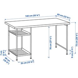 Masa de birou Ikea Lagkapten/Spand 2 rafturi 140x60 (Aspect Stejar Antichizat/Alb) Thumb