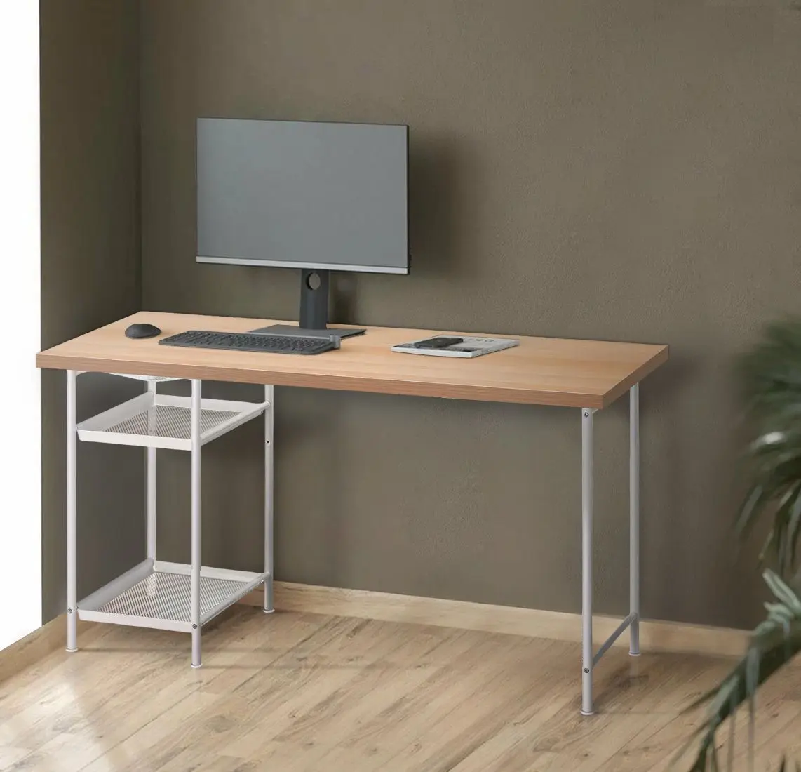 Masa de birou Ikea Lagkapten/Spand 2 rafturi 140x60 (Aspect Stejar Antichizat/Alb)