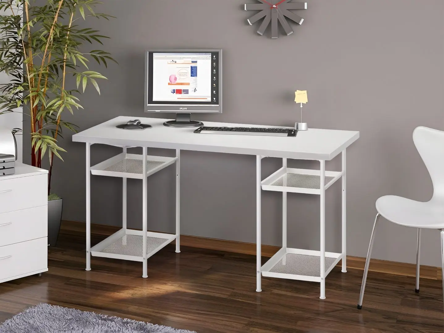 Masa de birou Ikea Lagkapten/Spand 4 rafturi 140x60 (Alb)