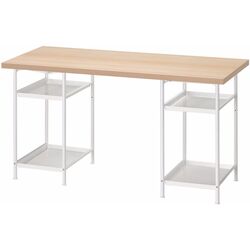 Masa de birou Ikea Lagkapten/Spand 4 rafturi 140x60 (Aspect Stejar Antichizat/Alb) Thumb
