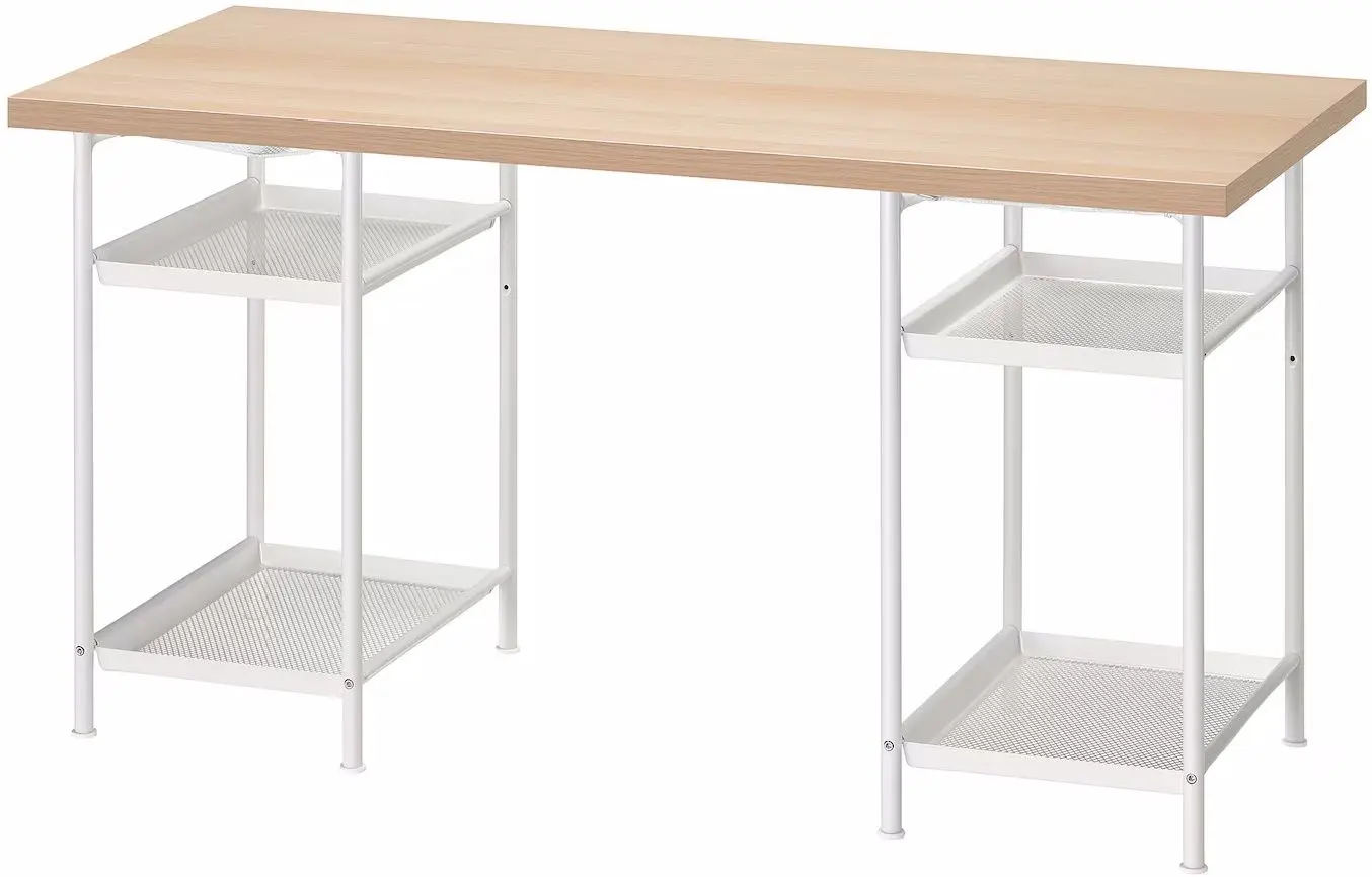 Masa de birou Ikea Lagkapten/Spand 4 rafturi 140x60 (Aspect Stejar Antichizat/Alb)