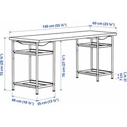 Masa de birou Ikea Lagkapten/Spand 4 rafturi 140x60 (Aspect Stejar Antichizat/Alb) Thumb