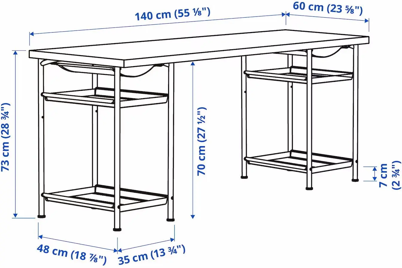 Masa de birou Ikea Lagkapten/Spand 4 rafturi 140x60 (Aspect Stejar Antichizat/Alb)