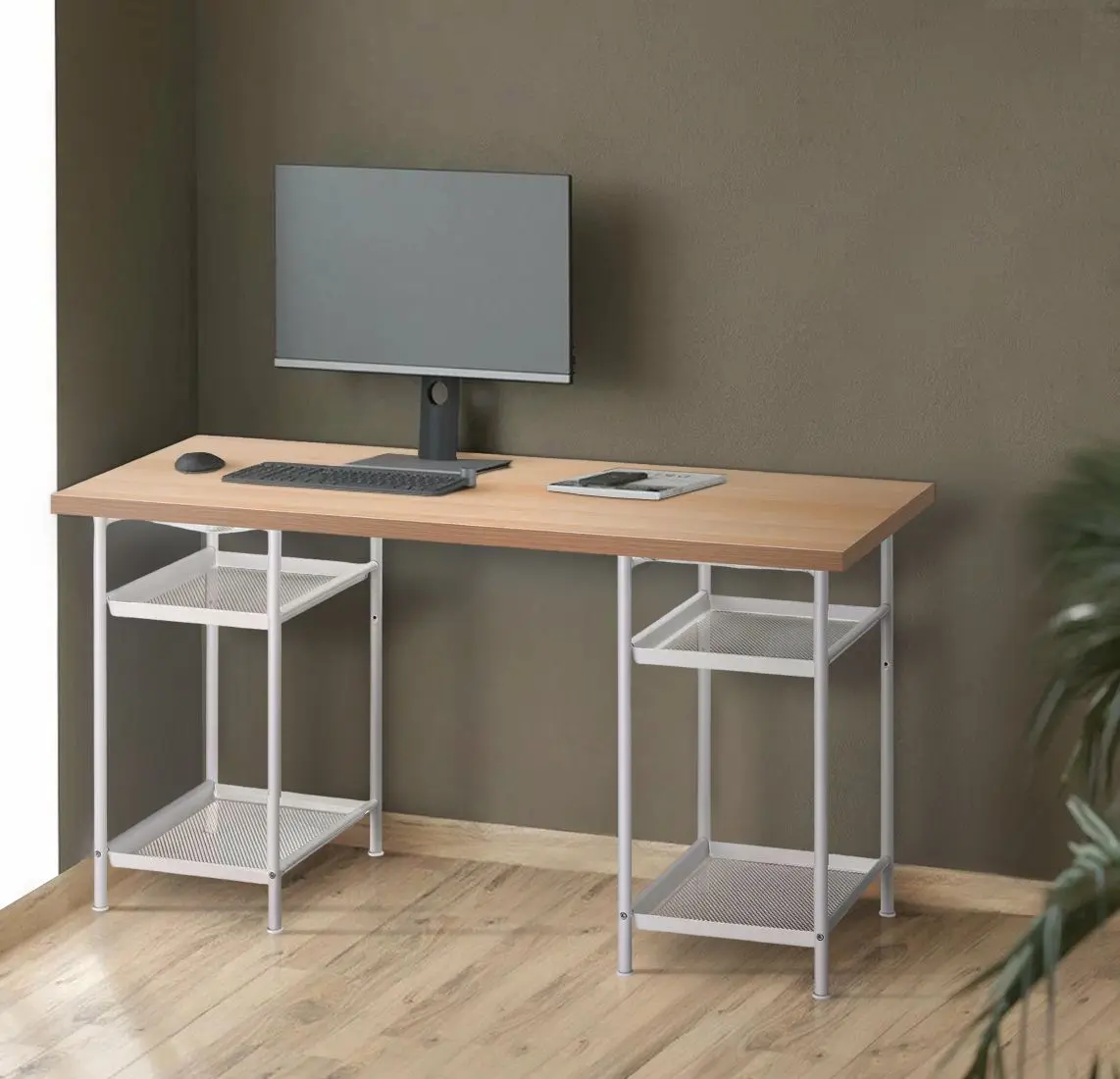 Masa de birou Ikea Lagkapten/Spand 4 rafturi 140x60 (Aspect Stejar Antichizat/Alb)