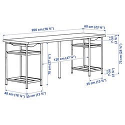 Masa de birou Ikea Lagkapten/Spand cu rafturi 200x60 (Aspect Stejar Alb/Alb) Thumb