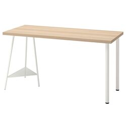 Masa de birou Ikea Lagkapten/Tillslag 140x60 (Aspect Stejar Antichizat/Alb)