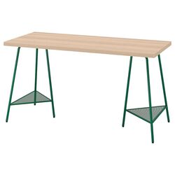Masa de birou Ikea Lagkapten/Tillslag 140x60 (Aspect Stejar Antichizat/Verde)