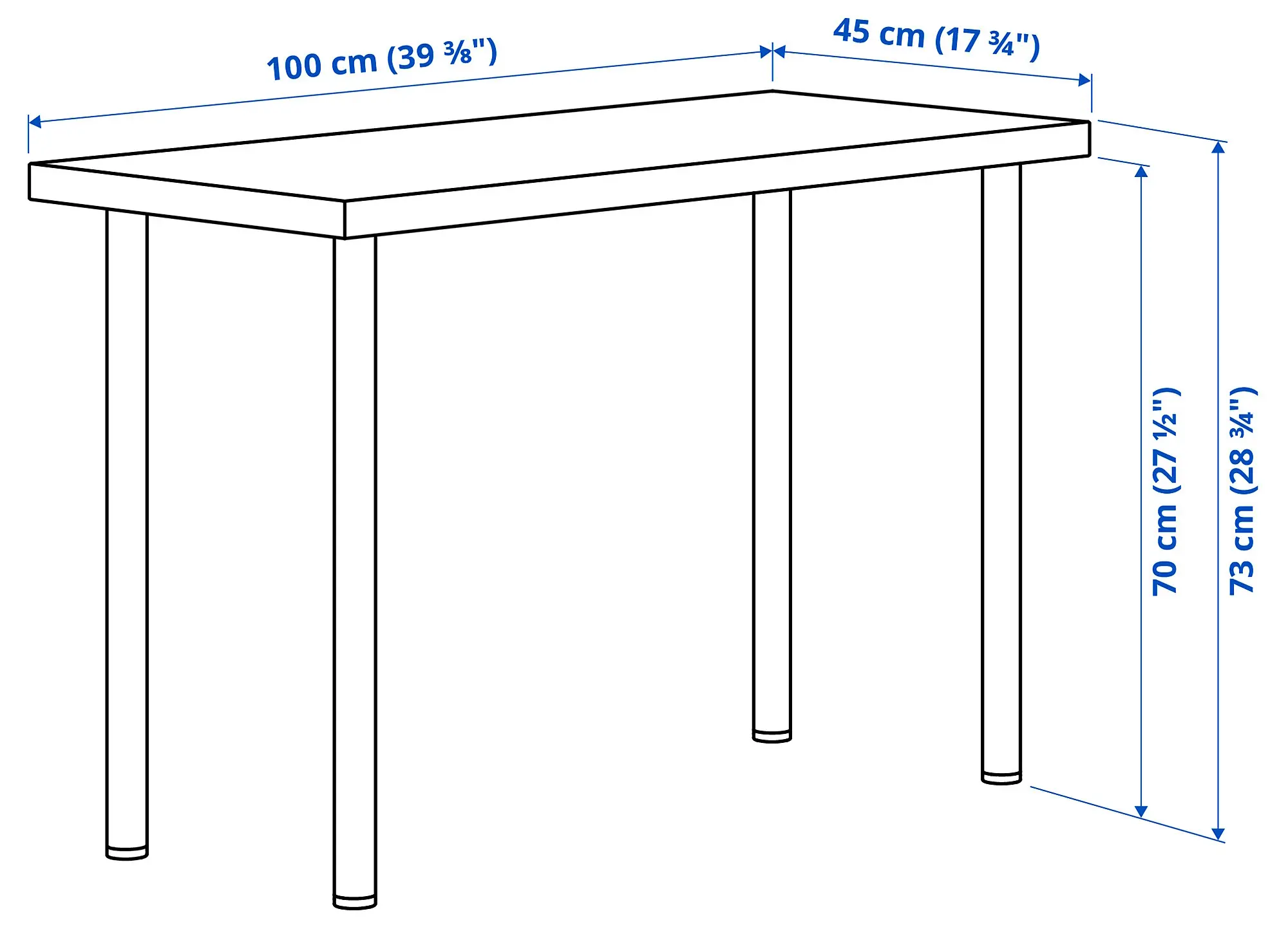 Masa de birou Ikea Linnmon/Adils 100x45 (Alb)