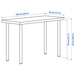 Письменный стол Ikea Linnmon/Adils 100x45 (Белый/Черный) Thumb