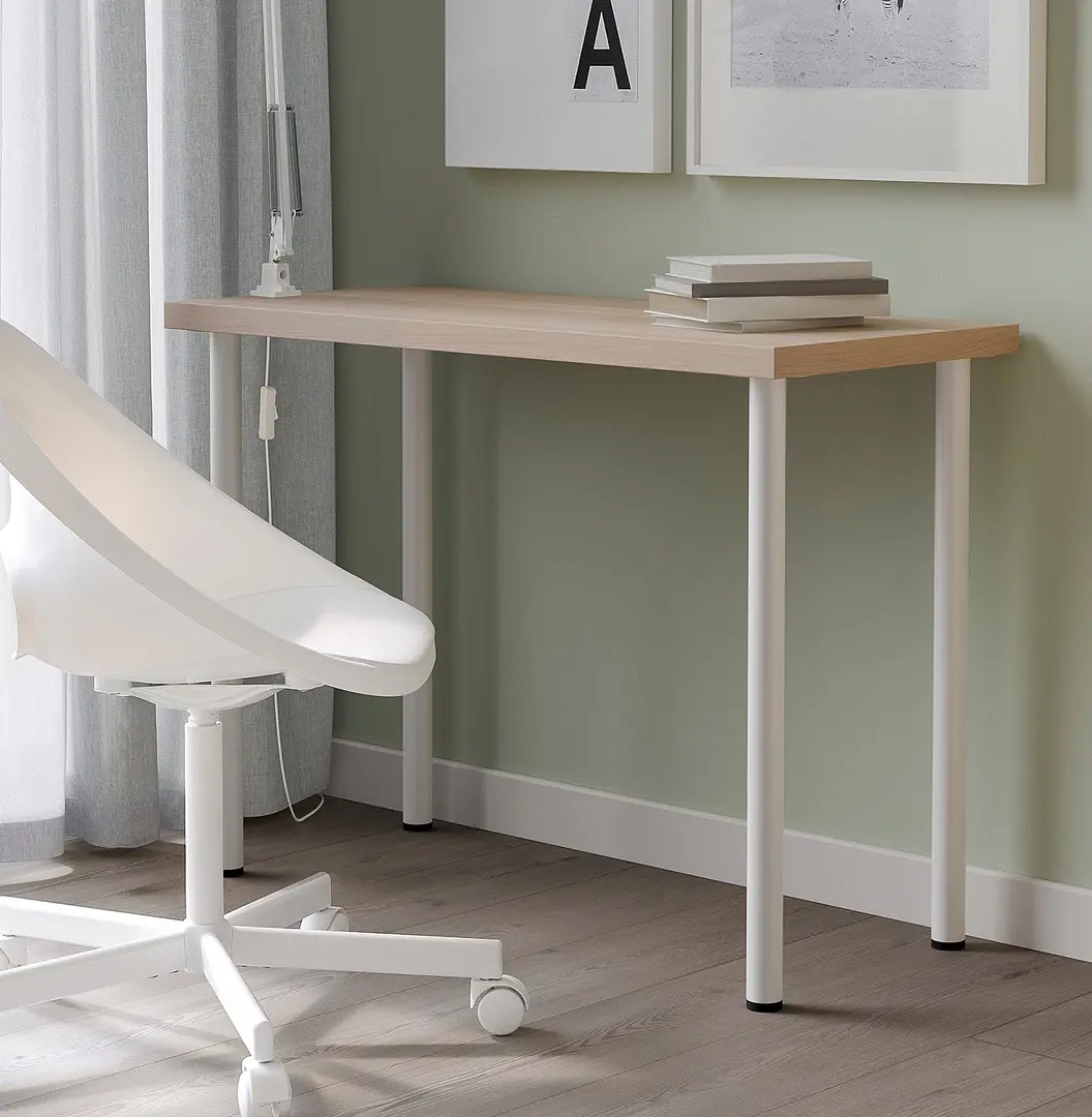 Masa de birou Ikea Linnmon/Adils 100x45 (Stejar antichizat/Alb)