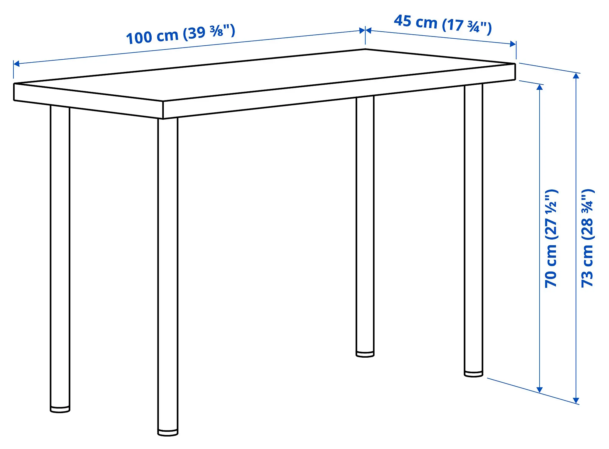 Masa de birou Ikea Linnmon/Adils 100x45 (Gri închis/Alb)