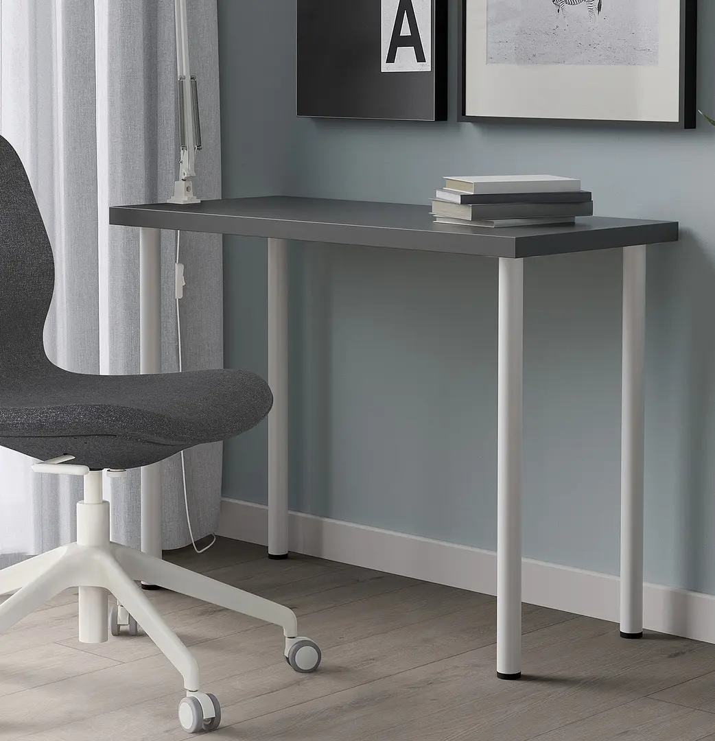 Masa de birou Ikea Linnmon/Adils 100x45 (Gri închis/Alb)