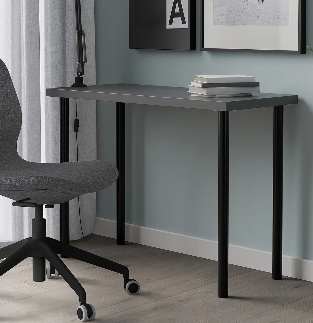 Письменный стол Ikea Linnmon/Adils 100x45 (Темно-серый/Черный)