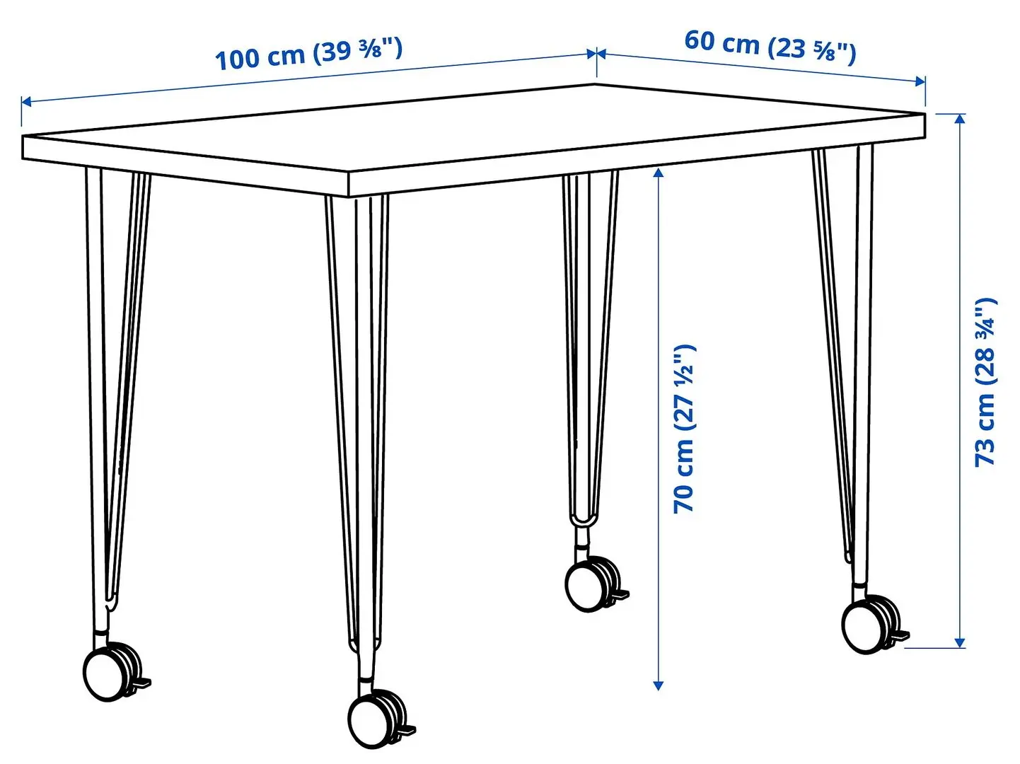 Masa pentru birou Ikea Linnmon/Krille 100x60 (Aspect Stejar Antichizat/Negru)