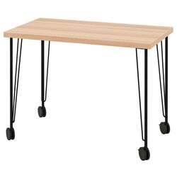 Masa pentru birou Ikea Linnmon/Krille 100x60 (Aspect Stejar Antichizat/Negru) Thumb