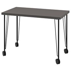 Masa pentru birou Ikea Linnmon/Krille 100x60 (Gri Inchis/Negru) Thumb