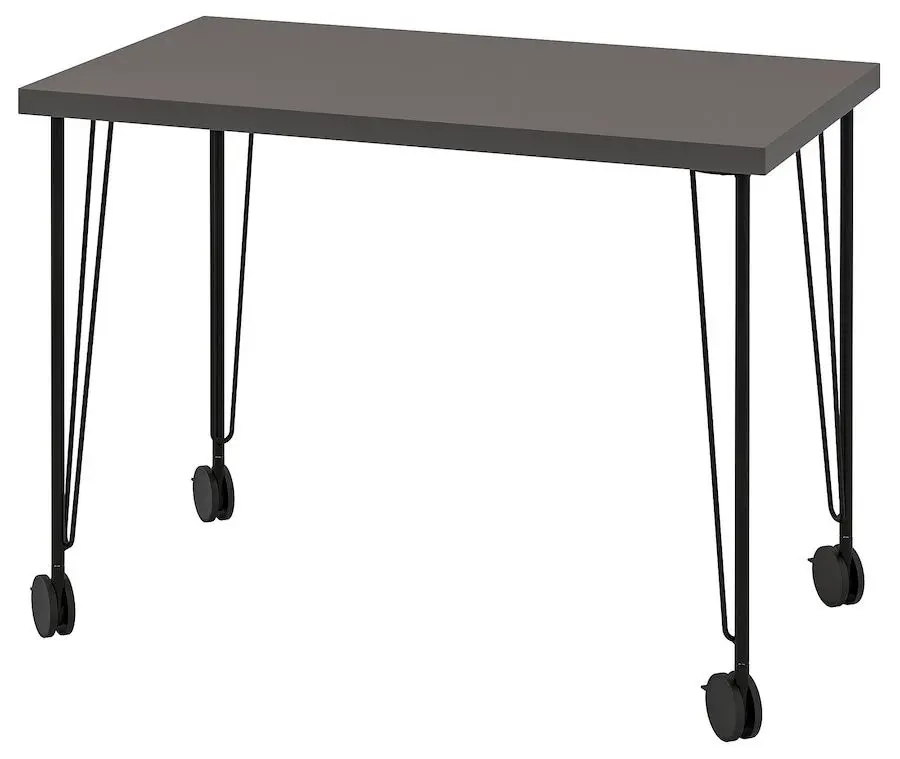 Masa pentru birou Ikea Linnmon/Krille 100x60 (Gri Inchis/Negru)