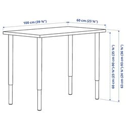 Masa de birou Ikea Linnmon/Olov 100x60 (Aspect Stejar Antichizat/Alb) Thumb
