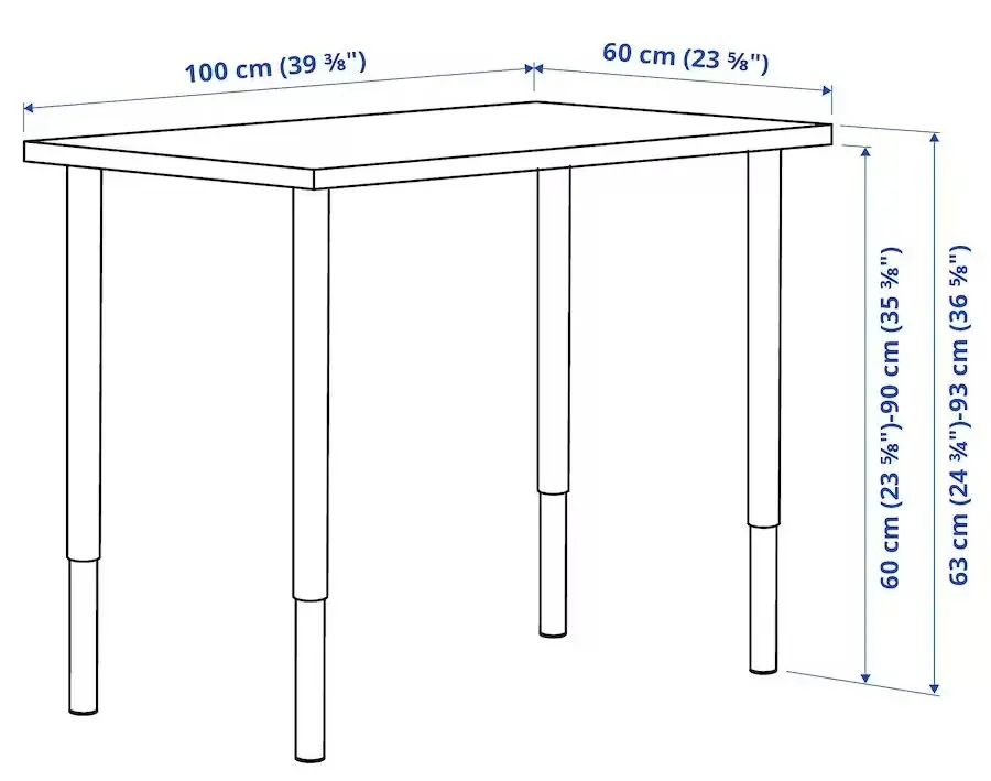 Masa de birou Ikea Linnmon/Olov 100x60 (Aspect Stejar Antichizat/Alb)
