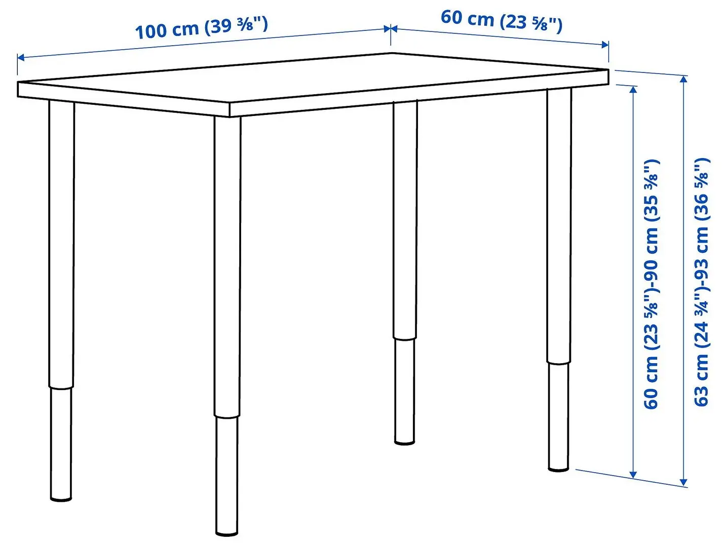 Письменный стол Ikea Linnmon/Olov 100x60 (Под Беленый Дуб/Черный)