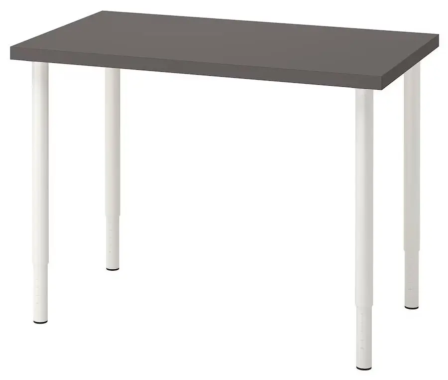 Письменный стол Ikea Linnmon/Olov 100x60 (Темно-серый/Белый)