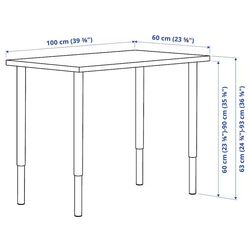 Письменный стол Ikea Linnmon/Olov 100x60 (Темно-серый/Белый) Thumb