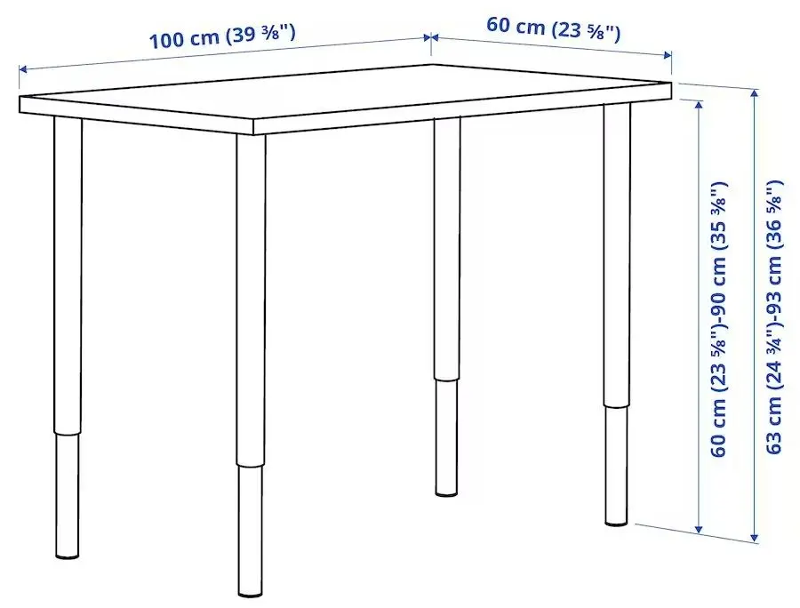 Письменный стол Ikea Linnmon/Olov 100x60 (Темно-серый/Белый)