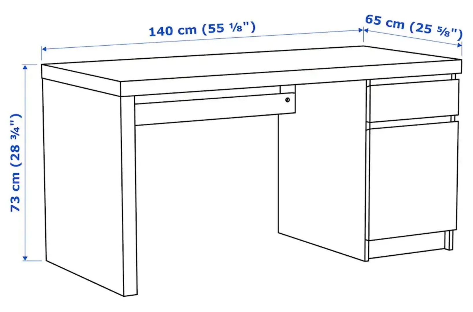 Masa de birou Ikea Malm 140x65 (Alb)