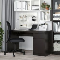 Masa de birou Ikea Malm 140x65 cm (Negru-maro) Thumb