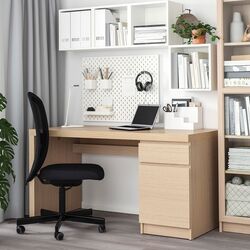 Masa de birou Ikea Malm 140x65 cm (Furnir stejar Alb) Thumb