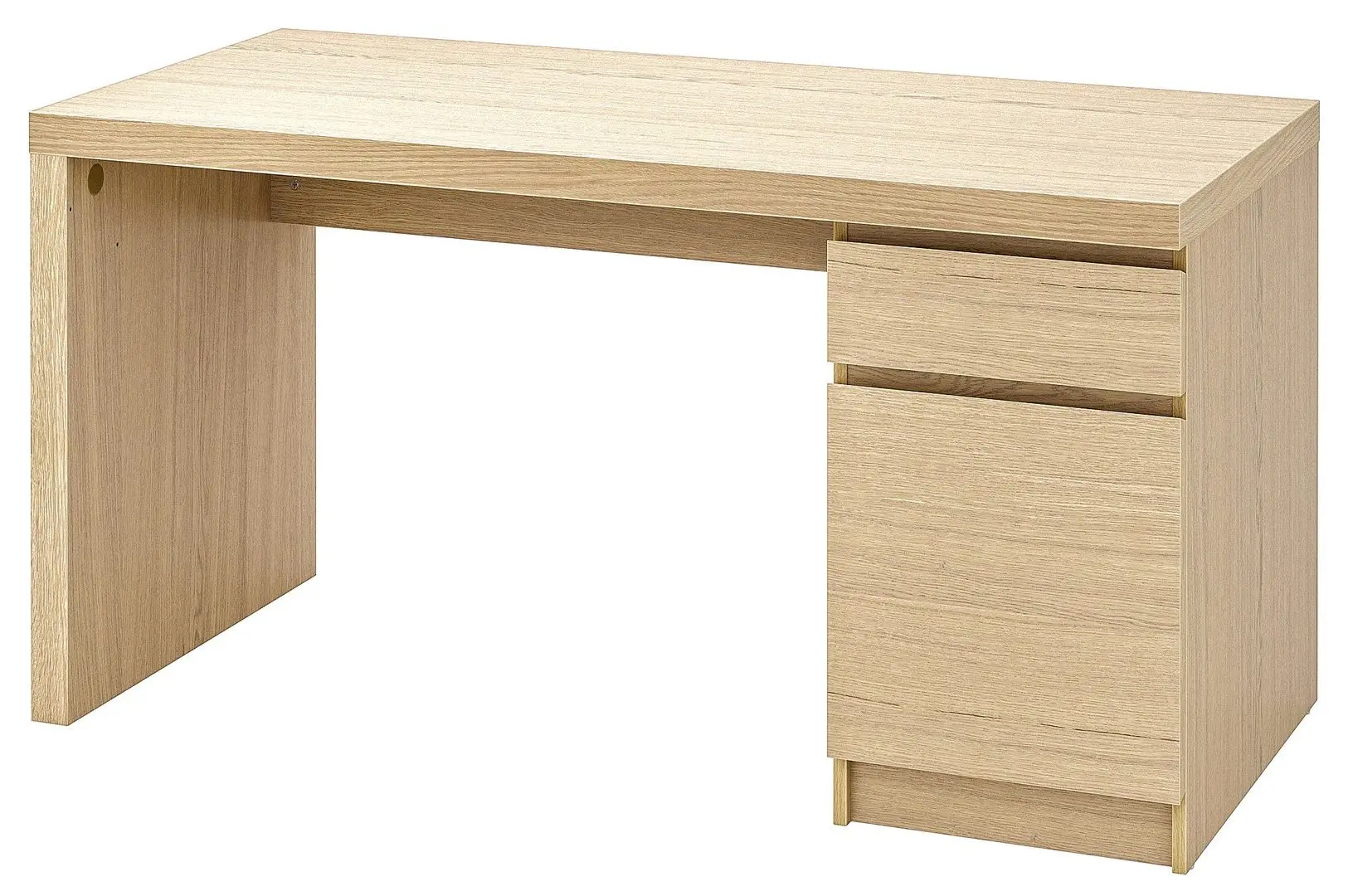 Masa de birou Ikea Malm 140x65 cm (Furnir stejar Alb)