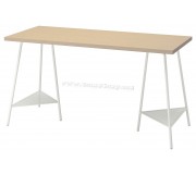 Masa de birou Ikea Malskytt/Tillslag 140x60 (Mesteacan/Alb)