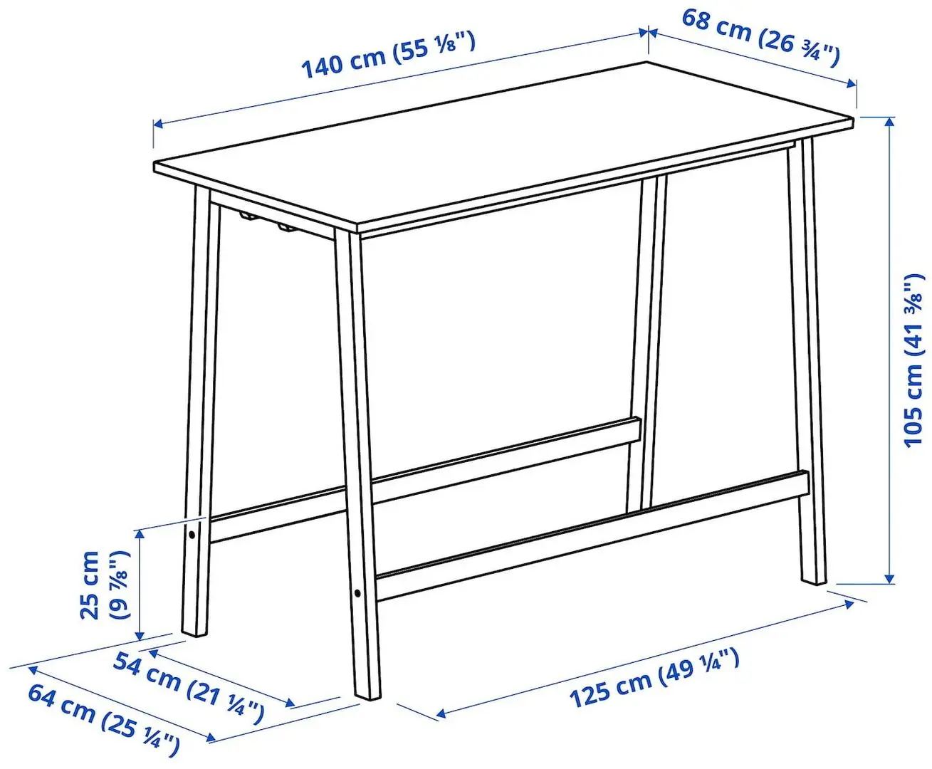 Masa de birou Ikea Mittzon 140x68x105 (Alb)