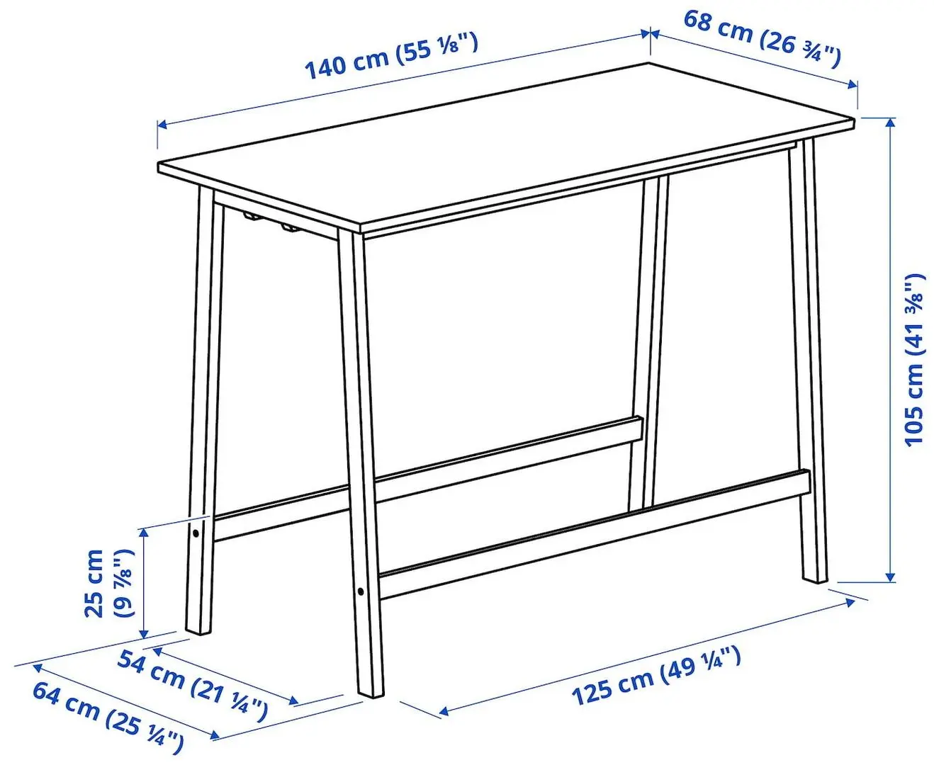 Masa de birou Ikea Mittzon 140x68x105 (Furnir nuc/Alb)