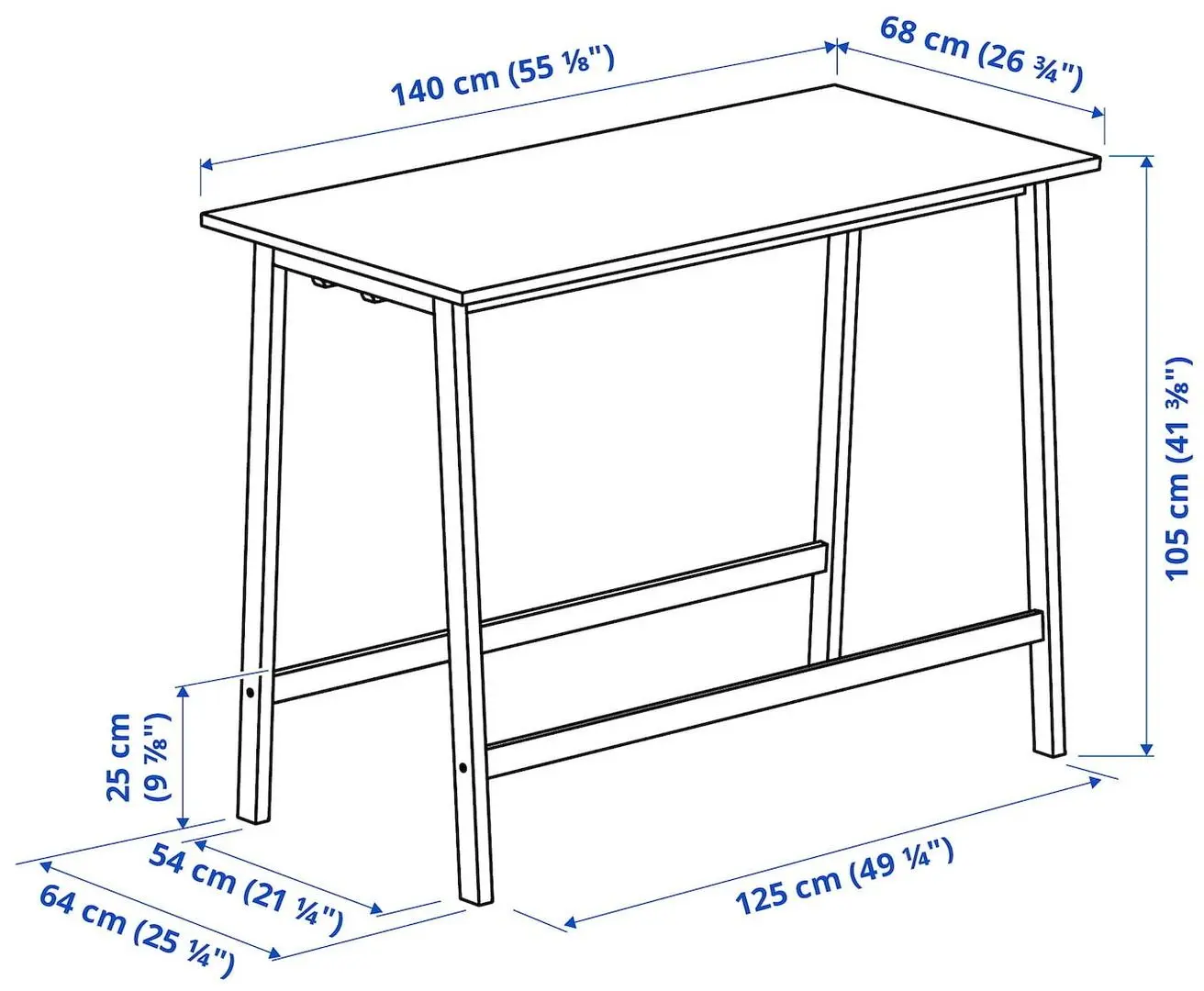 Masa de birou Ikea Mittzon 140x68x105 (Furnir frasin/Negru)