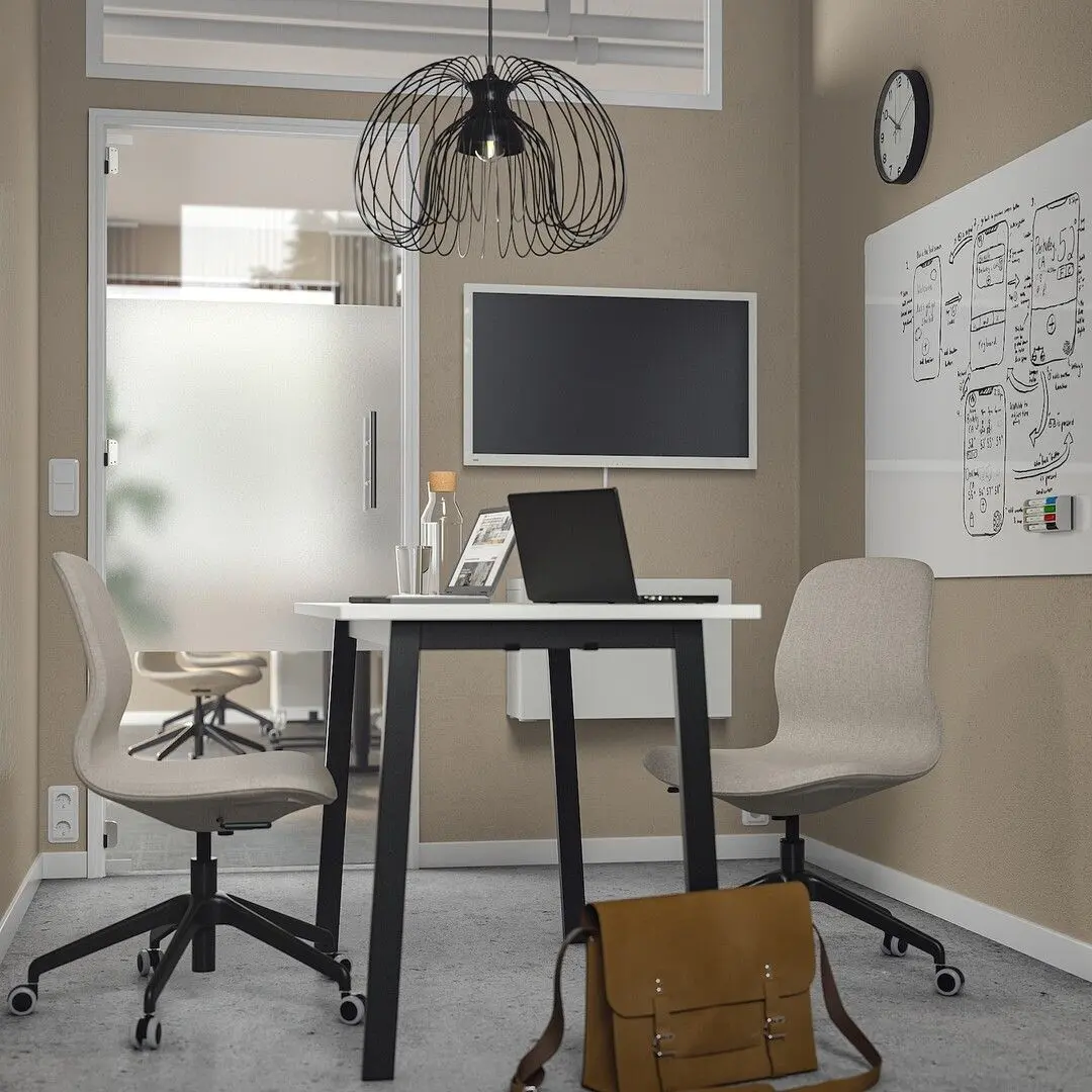 Masa de birou Ikea Mittzon 140x68x75 (Alb/Negru)