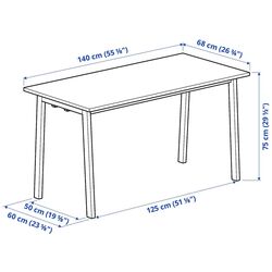Masa pentru conferinte Ikea Mittzon 140x68x75 (Furnir frasin/Negru vopsit/Alb) Thumb