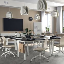 Masa pentru conferinte Ikea Mittzon 140x68x75 (Furnir frasin/Negru vopsit/Alb) Thumb