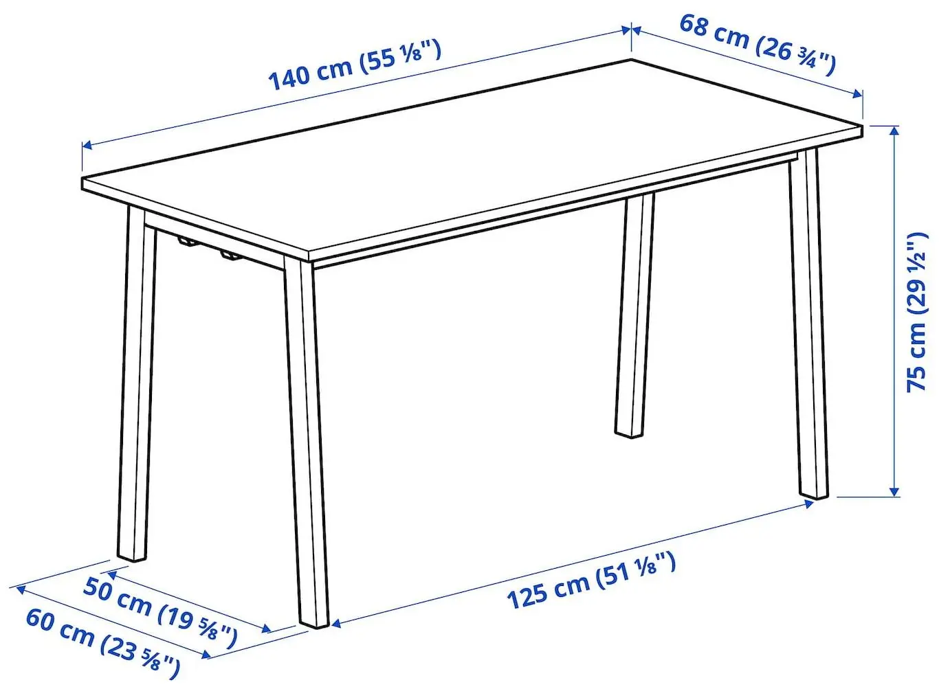 Masa de birou Ikea Mittzon 140x68x75 (Furnir frasin/Negru)