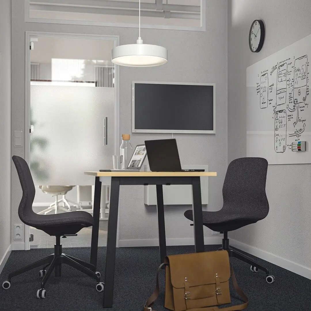 Masa de birou Ikea Mittzon 140x68x75 (Furnir frasin/Negru)