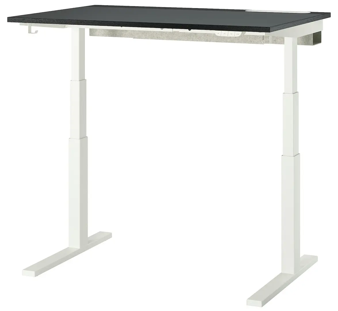 Письменный стол Ikea Mittzon с электрической регулировкой высоты 120x80 (Черный ясеневый шпон/Белый) - 2